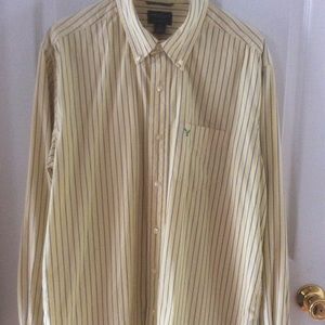 American Eagle L/S Button Down Yellow Stripe Large